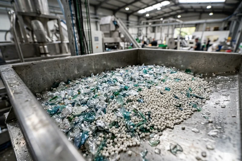 Clean washed recycled PET bottle flakes and polymer pellets